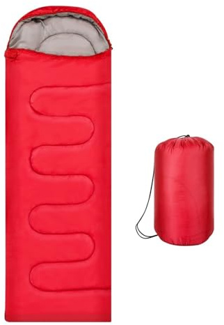 Holdfiturn Sleeping Bags for Adults, Backpacking Lightweight Waterproof Single Sleeping Bag, Rectangular Envelope Sleeping Bag, 3 Seasons of Camping Hiking and Outdoors for Adults & Kids Red