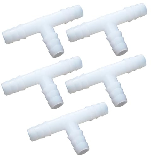 TopHomer Schlauchverbinder mit Widerhaken, T-Verbinder aus Kunststoff, Luftschlauch Adapter, Aquarium-Zubehör, 5er Pack 6mm