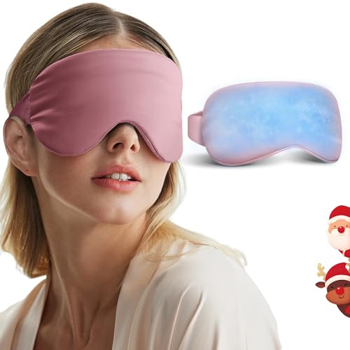 Cooling Gel Eye Mask for Women, Pink Self Care Gift for Her, Reusable Cold Compress Eye Mask for Puffy-Looking & Tired Eyes, Headache & Migraine Comfort, Relaxing Pamper Gift
