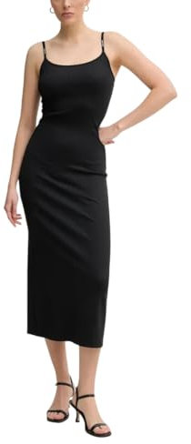 Calvin Klein Damen Bodycon Kleid Logo Elastic Strappy Slim Fit, Schwarz (Ck Black), L