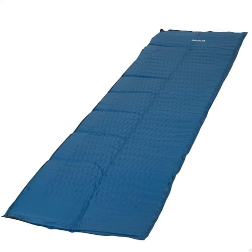 AKTIVE Esterilla hinchable plegable, 175 x 56 cm, Color azul, Fabricada de ripstop y foam, Bolsa de transporte, Autoinflable, Colchón hinchable individual, Acampada accesorios (63083)