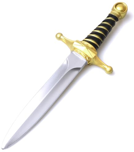 Hoappa PU Foam Short Sword Weapon Toy for Outdoor Play, 15'' Long Gold Fake Dagger Weapon Toy for Costume Accessory, 1 Pack