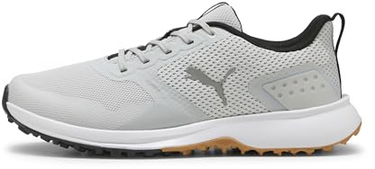 Puma Golf Men's Fusion Grip 6 Golf Shoe, Feather Gray-Puma Black-Gum, 12