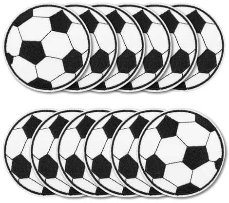 12 Stück Aufnäher Zum Bügeln Fußball Flicken Zum Aufbügeln Kinder Bügelflicken mit Fußballmotiv Knie Bügelflicken Bügelsticker Kinder Bügelbilder Für Textilien (Schwarz und Weiß)
