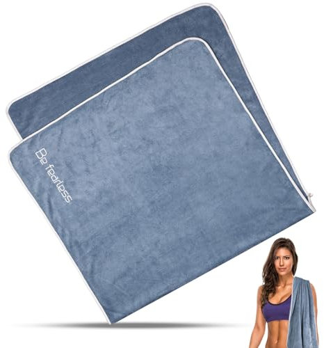 WINKIO Fitness Handtuch 140x70cm, Sporthandtuch Fitnessstudio, Rutschfest Mikrofaser, Saugstark für Gym, Weich für Sport Yoga Training Schwimmen (Blau)