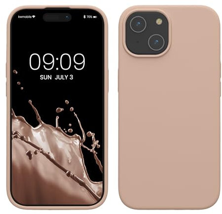 kwmobile Carcasa para iPhone 15 Funda - Case TPU y Silicona para Smartphone con Interior de Microfibra - Suave Protector antigolpes para móvil - Rosa Palo