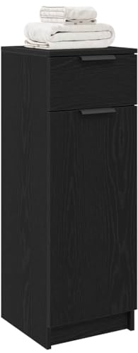 vidaXL Cabinet de Salle de Bain avec tiroir Chêne Noir 32 x 34 x 90 cm, Rangement de Salle de Bains Moderne, Cabinet rectangulaire Durable, Organiseur Pratique et Gain de Place