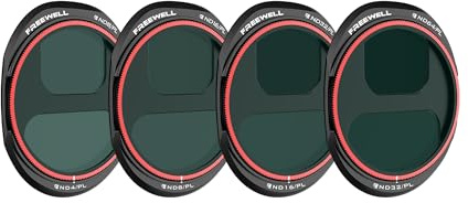 Freewell Bright Day Lot de 4 filtres ND/PL pour DJI Mavic 4 Pro, Split ND8PL/ND4PL, ND16PL/ND8PL, ND32PL/ND16PL, ND64PL/ND32PL, Réduit Les Reflets et améliore Les Couleurs pour Les Images aériennes