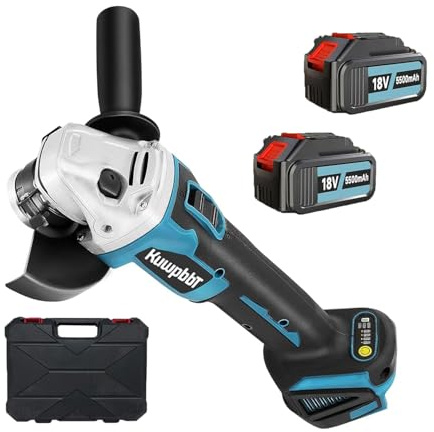 Smerigliatrice Angolare a Batteria 125,Motore brushless,Compatibile con Makita Batteria，dotato batterie 2 * 5500mAh,Professionale per tagliare e lucidare piastrelle di ceramica,legno,pietra e acciaio