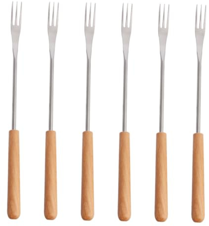 Alipis 6 pezzi Forchette Fonduta Acciaio con in Forchette Barbecue Resistenti e Isolanti per Frutta Formaggio Picnic e