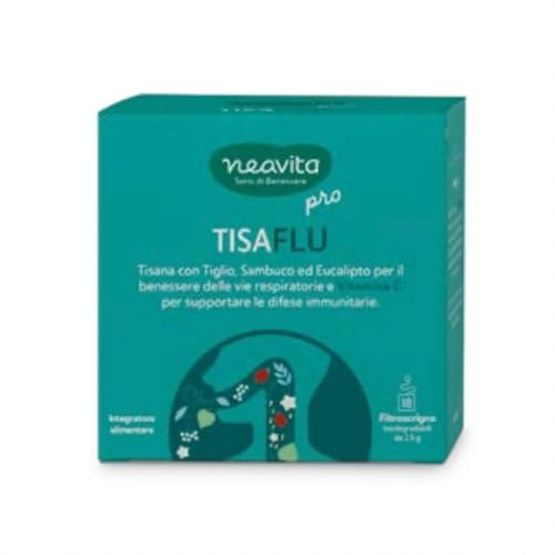 Tisaflu - Tisana con Tiglio, Sambuco ed Eucalipto - Per il benessere delle vie respiratorie, con vitamina C per rinforzare le difese