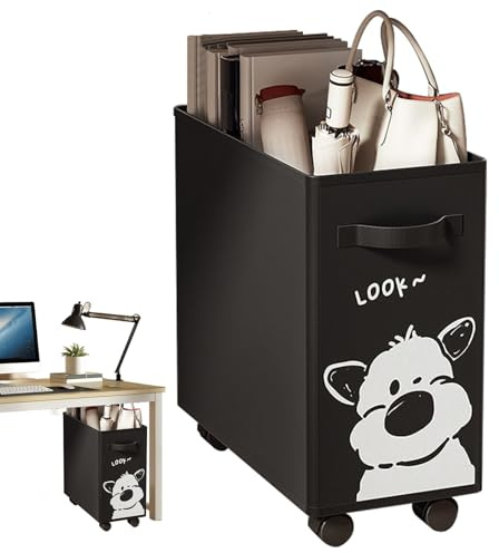 Rolling Storage Bins - Portable Laundry Cart, Foldable Storage Box, Narrow Standing Organizer, Easy Mobility Rolling Container | for Bedrooms, Apart