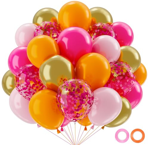 Ballon Rose Et Orange-QIFU Ballon Rose Gold Et Orange Helium Ballons Anniversaire Pour Decoration Anniversaire Fille Enfant Femmes Decoration Bapteme Fille Gender Reveal Mariage Baby Shower Deco Fete