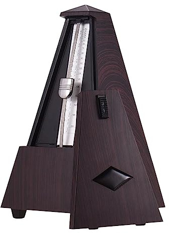 Generic Universal Pyramid Mekanisk Metronom Precisionsövningsverktyg för Nybörjare för Gitarr Piano Bastrumma ABS-material, Silver, Kompakt Storlek (Rödbrun)