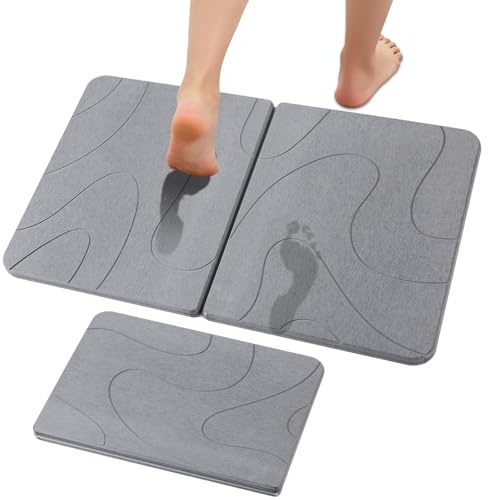 Diatomaceous Earth Bath Mat, 24x16 Absorbent Stone Bath Mat for Bathroom, Quick Dry Foldable Diatomite Stone Mat, Non-Slip Magic Stone Dish Drying Mat for Kitchen Counter, Pet & Plant