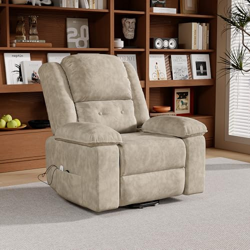 Poltrona Reclinabile Elettrica con 8 Punti di Massaggio e 2 Punti di Riscaldamento, Poltrona Elettrica Relax con Reclinazione Fino a 160°, Sedia Relax con Poggiapiedi, USB (Marrone-1, A)