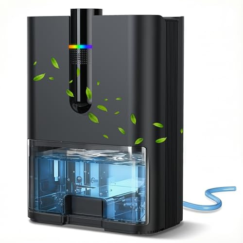 Deumidificatore Casa, 2500ML Dehumidifier per Casa Muffa, Deumidificatore Elettrico Silenzioso con Tubo di Scarico, Spegnimento Automatico, Modalità Sleep, Deumidificatori per Bagno,Camera,Armadio
