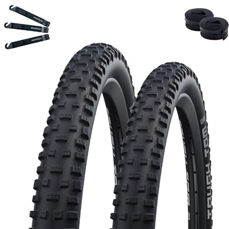 2 x Schwalbe Tough Tom cykeldäck Active Line K-Guard svart 57–622 (29 x 2,25) + 2 x Schwalbe slangar AV19 inkl. maxxi4you däcklyftare