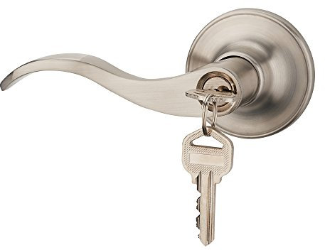 HAIFUAN Wave Style Lever Handle Entry Front Door Knob Leverset Lockset, Satin Nickel Finish(805-K-L)