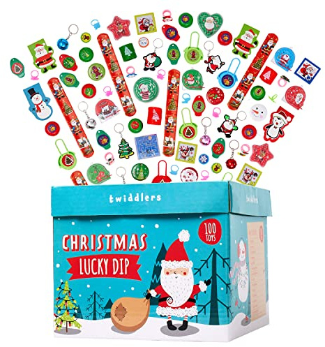THE TWIDDLERS 100 Jouets de Fête de Calendrier de l'Avent de Noël avec Boîte pour Enfants - Anniversaires, Pochettes Surprises, Sacs Bonbons, Remplisseur de Chaussettes