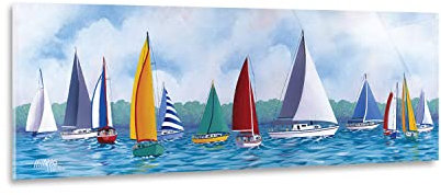 Giallobus - Impression sur toile - Hugh Harris - Fête de voilier - Verre acrylique - 150L x 50l cm - Tableaux modernes pour la maison - Prêt à être accroché