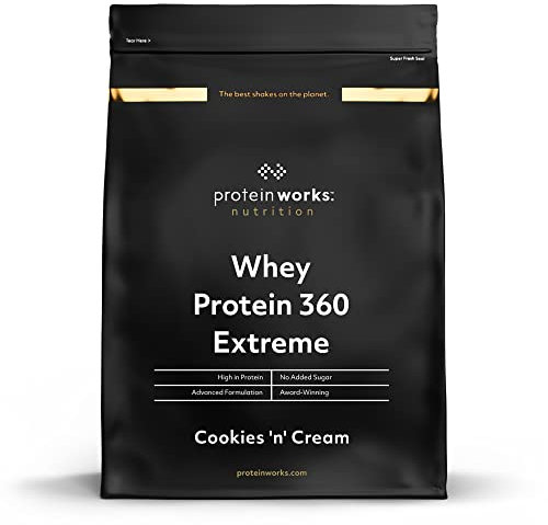 The Protein Works - Proteine Whey 360 ​​Extreme in Polvere - Panna & Biscotti - Frullato Ad Alto Contenuto Proteico - Con Glutammina, Vitamine e Minerali - 1,2kg