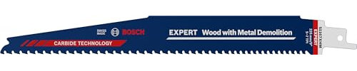 Bosch 1x Lames de scie sabre EXPERT Wood with Metal Demolition S1167XHM (pour Bois avec métal dur, Bois de construction avec mortier et clous, Longueur 225 mm, Professional Accessoire Scie sabre)