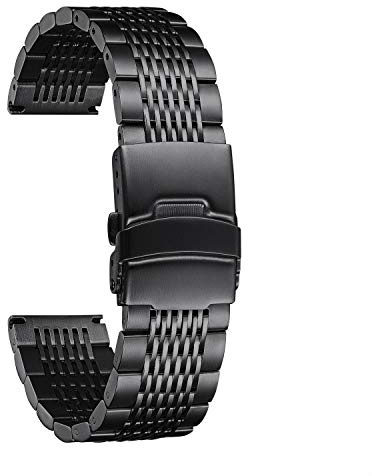 BINLUN Correas de Reloj Acero Inoxidable Pulsera Reloj 18mm 19mm 20mm 21mm 22mm 24mm Correas Reloj Metálica para Hombre Mujer Correas de Repuesto Malla Milanesa Correas Reloj Negro Oro Plata Oro Rosa