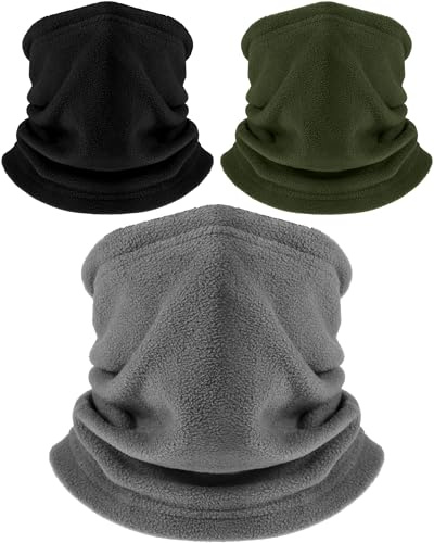 BBTO Neck Warmer 3 Pieces Winter Fleece Neck Gaiter Windproof Neck Scarf Thick Snood Scarf Thermal Running Neck Gaiter Balaclava