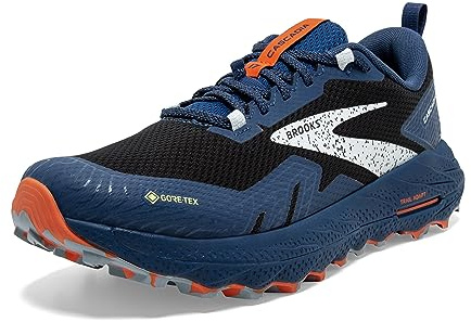 Brooks Men’s Cascadia 17 GTX Waterproof Trail Running Shoe - Black/Blue/Firecracker - 8 Medium