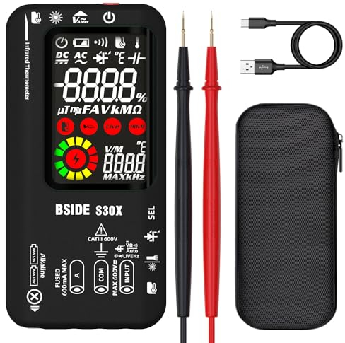 BSIDE S30X Digital Multimeter Automatisch mit Laser Thermometer 12:1 und Doppelter Leistung 9999 Zähler Farb LCD Hochspannungsdiode Tester Smart Voltmeter Amperemeter für HVAC LED KFZ Elektronik