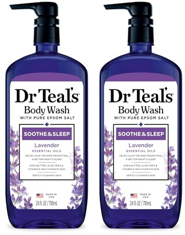 Dr Teal's Body Wash with Pure Epsom Salt, Soothe & Sleep with Lavender, 24 fl oz (Pack of 2)