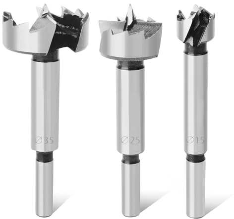 Getyjoe 3 Piezas Broca Forstner Profesional para Madera Brocas Set para Madera Ø 15mm/25mm/35mm Accesorios de Perforación para Madera Blanda y Dura