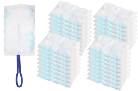 40 Stück Tücher für Swiffer Staubmagnet mit 1 Handgriff, Elektrostatischer StaubwedelkopfStaubwedel, Taubtuch Ersatz-Aufsätzen, Reinigungsstaub Staubtuch Nachfüllung, Geeignet für Möbel