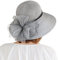 SIQITECHNO Damen Organza-Glockenhut, breite Krempe, Schleife, Fascinator, Brauthut, Teeparty, Hochzeitskleid, Fischerhut, GRAU, Einheitsgröße