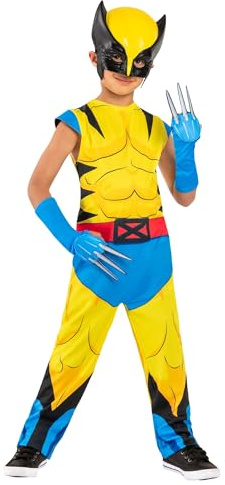 Rubies Wolverine Classic Costume per ragazzi e ragazze, Jumpsuit, guanti con lame e maschera, lupo e licenza ufficiale Marvel Deadpool 3 per Carnevale, Halloween, Cosplay, feste