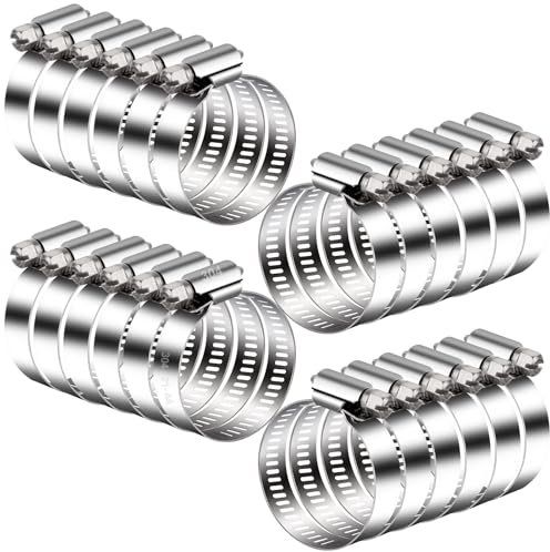 ASelected 20 Pcs Stainless Steel Jubilee Clips 21-44mm for Hoses & Pipes