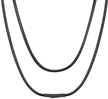ChainsHouse 2MM 45CM Collana Corda di Cuoio Nero Uomo
