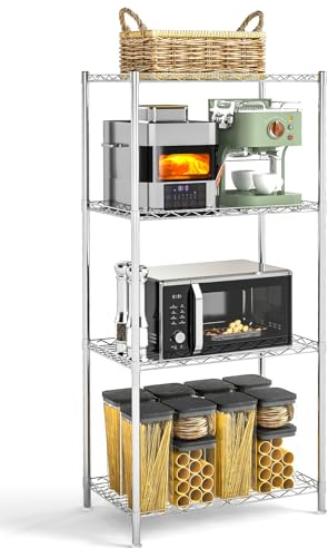 CROWNSHOP 4-Shelf Storage Shelves Units Metal Greenhouse Accessories Storage Shelf Garage Racking Green House Staging 50KG Max Weight (4 Tier, 56 x 35 x120CM)