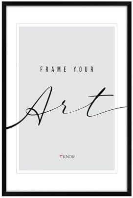 KNOR Bilderrahmen 61x91,5 cm Schwarz, Posterrahmen, Bilderrahmen, Fotorahmen, bruchsicheres Acrylglas, Picture Frame, zum Aufhängen, Kunststoffrahmen, aus Recyceltem