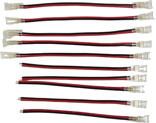 Amefil Kit de conector de cinta LED COB de 2 pines de 5 mm, extensión única con conector sin costuras, 5 unidades y extensión doble COB, 5 unidades