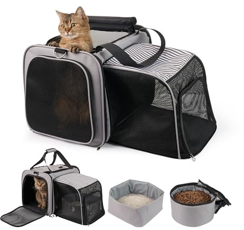 Expandable Cat Carrier with Litter Box for Small Medium Cats up to 20 lbs
