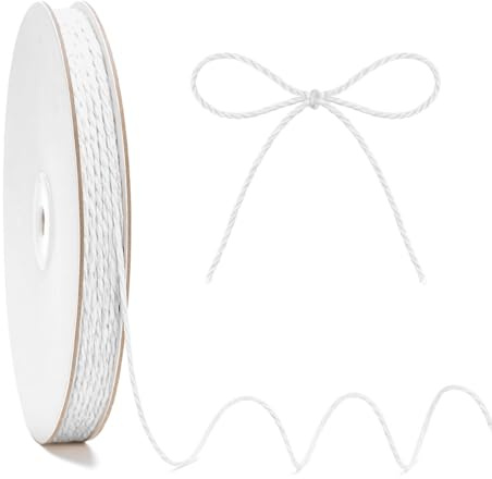 KINGLAKE Spago bianco in cotone per macellai, 2 mm e 100 m, sicuro per alimenti, per cucinare, per carne, arrosti, artigianato, confezioni regalo, giardinaggio