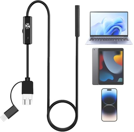 Zyntora Cámara Endoscópica con Luz,Cámara Fontanería Impermeable IP67 | 3.5 M Cable Plug and Play Endoscopio para Inspección De Maquinaria Y Tuberías