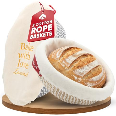 Banetones para Pan – Cesta de Fermentación de Algodón Redonda y Ovalada con Forros Lavables | Ideal para Masa Madre y Pan Casero | Panera de Mesa Elegante