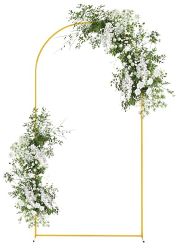 Metal Arch Backdrop Stand, 6.6FT Stable Arched Background Stand for Party Ceremony Birthday Bridal Baby Shower Garden Floral Balloon Arch Decoration, Gold