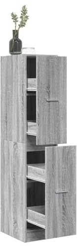 Mokuyary Armario farmacéutico gris Sonoma 30 x 41 x 144,5 cm, material de madera, para medicamentos