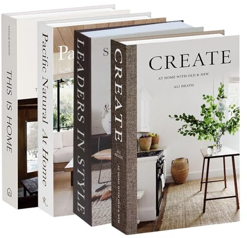 4PCS Decorative Books, Modern Aesthetic Faux Book Set, Foldable Faux Book for Coffee Table, Fashion Hardcover Display Books for Bookshelf, Bedroom, Living Room, Office