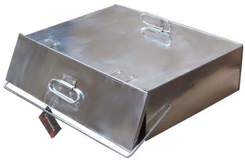 Crannog Grand Seau en métal galvanisé Ignifuge avec Couvercle pour Ranger Les cheminées, Les foyers, Les poêles à Bois, Les Accessoires de cheminée Taille : 43cm(W) x 33cm(D) x 13cm(H)