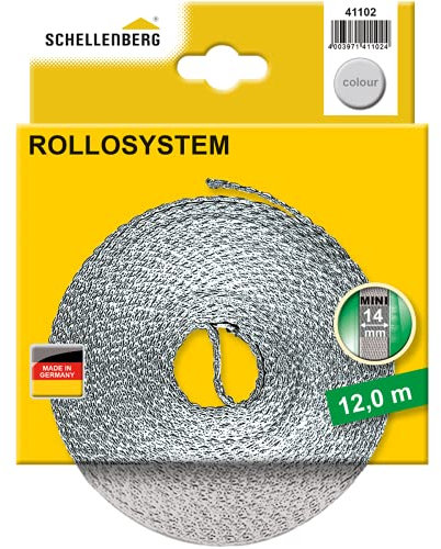 Schellenberg 44501 Roller Shutter Strap for Window (Width: 14 mm, Mini System: 4.5 m), Grey, 41102
